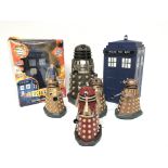 A collection of Daleks, a Tardis card game and a b