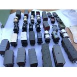 A collection of train rolling stock.