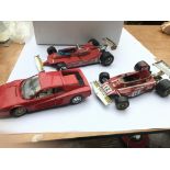 A collection of Ferrari toy cars.