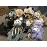 A collection of seven Charlie Bears including Charlie 2014, Scruff, Iggy, Wolfgang, Manfred, Charlie