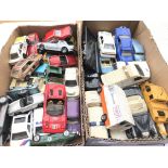 Two boxes of Playworn corgi cars.