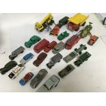 A collection of playworn diecast cars etc.