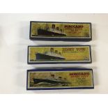 3 Dinky toys ships 52 a the queen Marry x2 and a 5