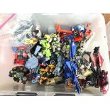A collection of Transformers toys