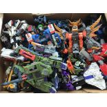 A collection of Transformers toys