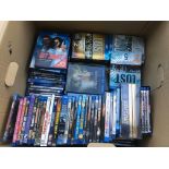 A large box of blu ray movies and TV series.