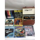 A collection of sci-fi soundtrack LPs including Bl
