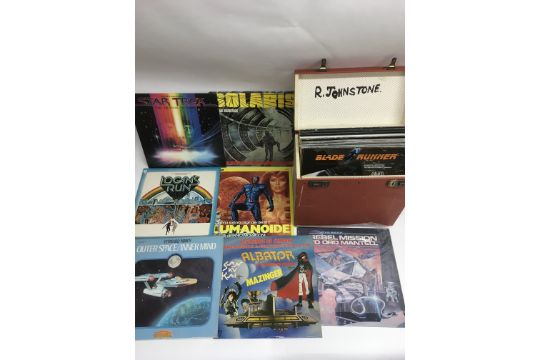 A collection of sci-fi soundtrack LPs including Bl