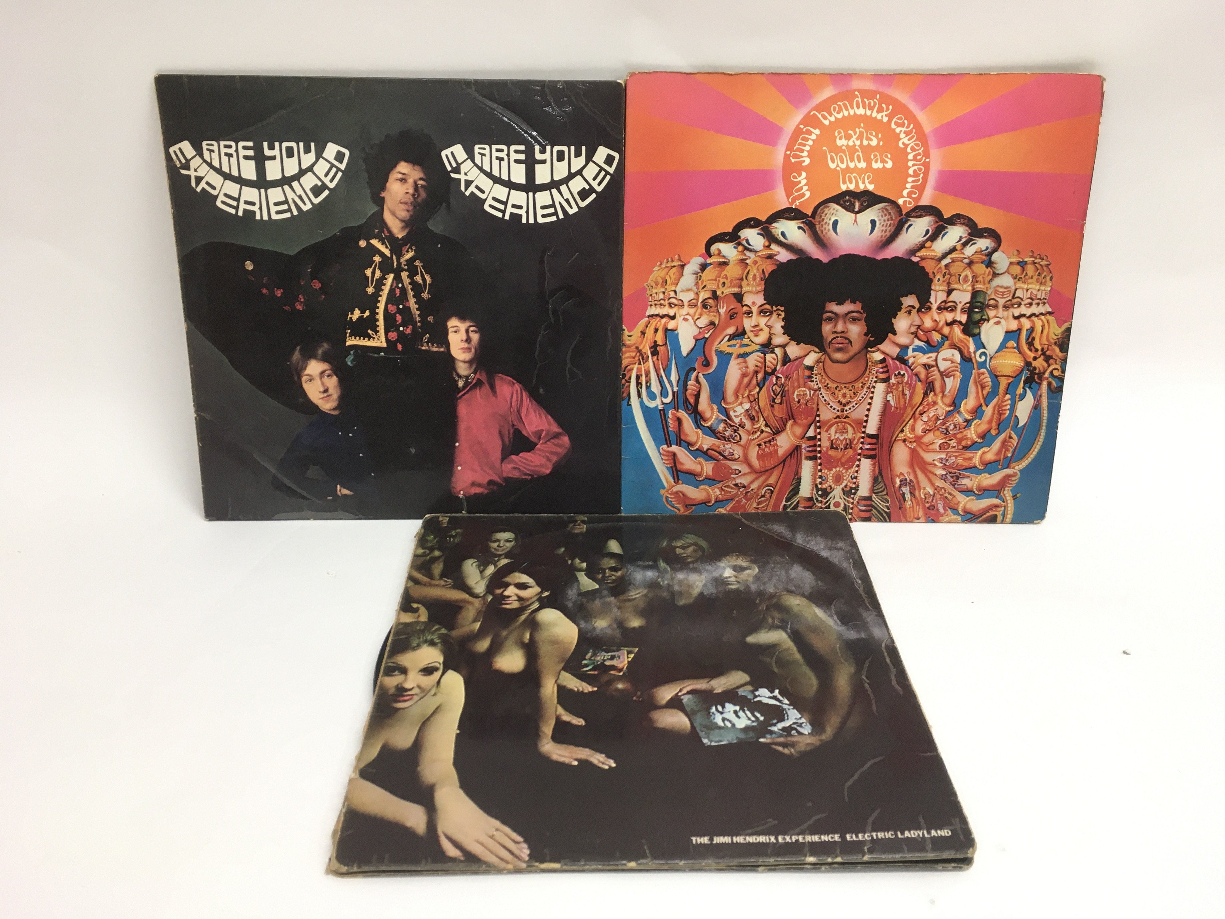 Three early UK pressings of Jimi Hendrix LPs compr