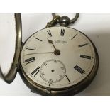 A silver key wind open faced pocket watch for rest