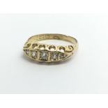 A vintage 18ct yellow gold and five stone diamond