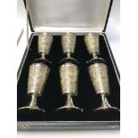 A cased set of six sterling silver goblets in a fi