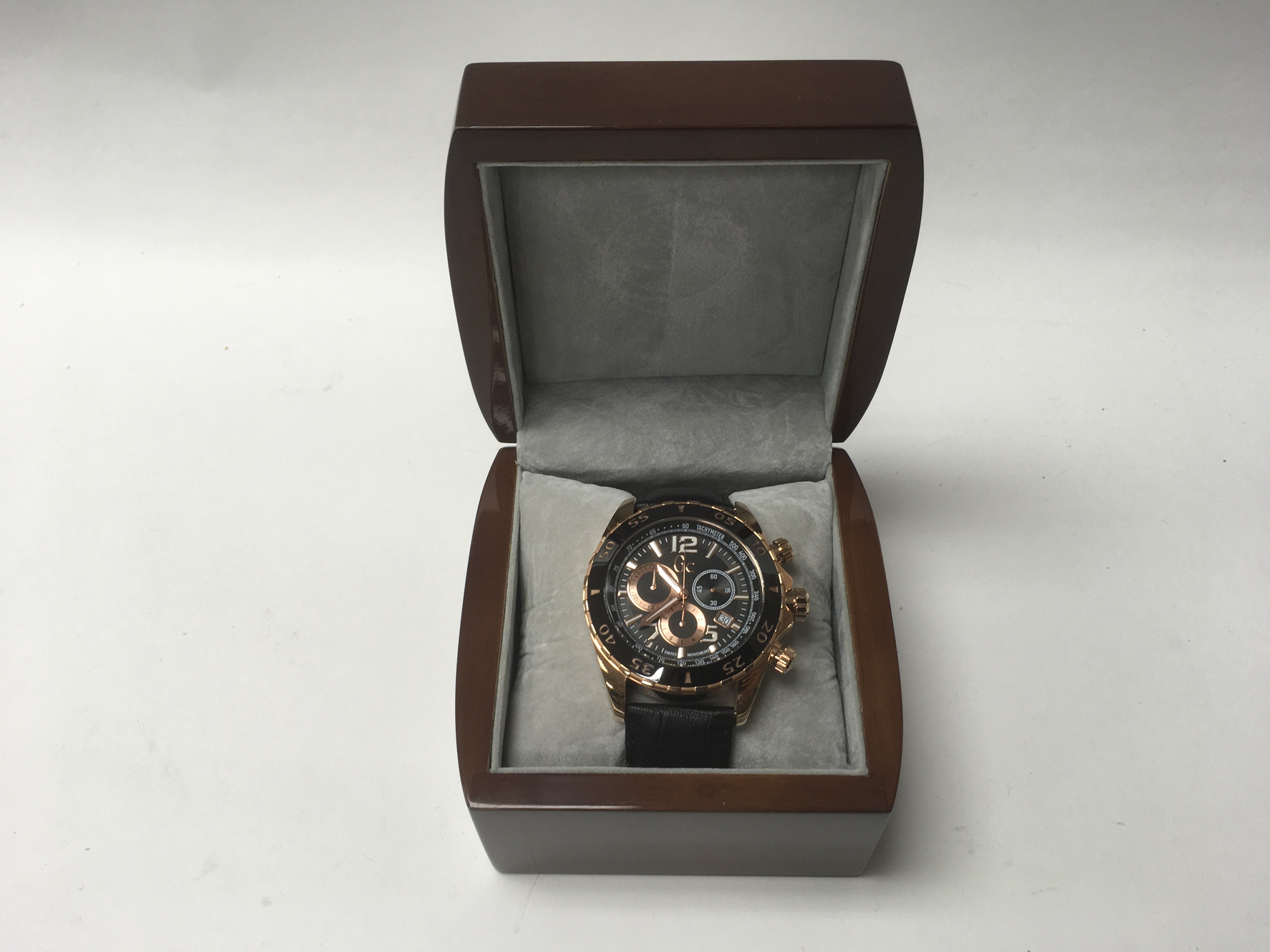 A boxed gent's guess chronograph wrist watch