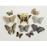 Ten brooches in the style of butterflies