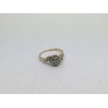 A 9ct gold ring set with diamond cluster approx 0.