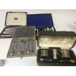 A cased silver condiment set Birmingham hallmarks