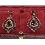 A pair of drop earrings, stamped 585 (24ct) and 92