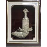 A framed ceremonial silver khanjar.