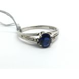 A 14ct white gold and sapphire ring, approx 0.62ct