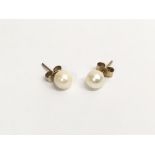 A pair of 9ct gold and cultured pearl stud earring