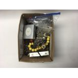 A box of costume jewellery including some new item