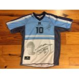 Exclusive Milla Diego Maradona Signed Football Shirt. Produced at the time of his retirement from