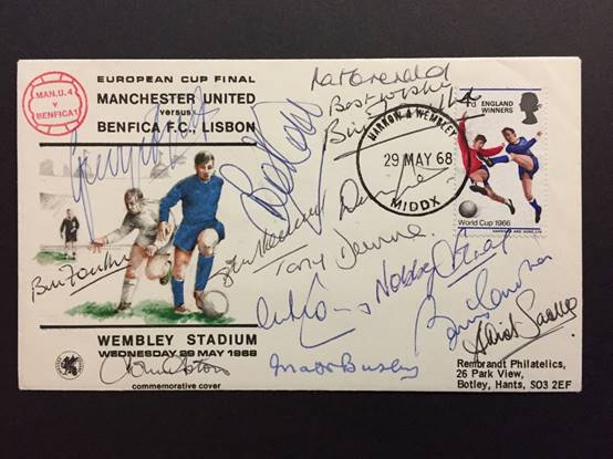 1968 European Cup Final Manchester United v Benfica Signed FDC: Signed by 11 Manchester United