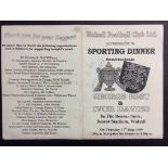 George Best Signed Dinner Menu: Walsall Football Club Sporting Dinner featuring George Best who