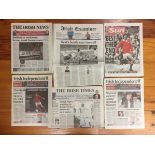 2005 Newspapers Relating To George Bests Death + Funeral: All different newspapers. Lot 5. (6)