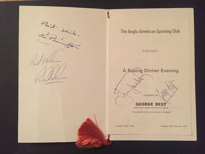 Signed Moore + Best Football Dinner Menu: Anglo American Sporting Club hosted a Boxing Dinner