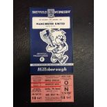 65/66 Sheffield Wednesday v Manchester United Football Programme + Ticket: Programme and unused