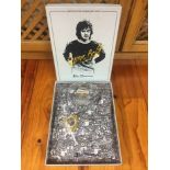 Ben Sherman George Best Limited Edition Boxed Shirt: Black and grey images. Unused in original box