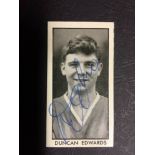 Duncan Edwards Signed Football Card: Adventure Cigarette Card Football Stars. Number 25 Duncan