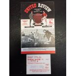 64/65 Manchester United v Liverpool Programme + Ticket: League Division 1 dated 24 4 1965. (2)