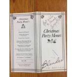 George Best Signed Blondes Dinner Menu: Christmas 1984 from Blondes in Mayfair. Signed by George
