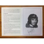 George Best Signed Dinner Menu: Cresswell Wanderers FC Sportsmans Dinner. Signed by George Best in