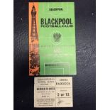 66/67 Blackpool v Manchester United Football Programme + Ticket: Good condition dated 8 10 1966. (