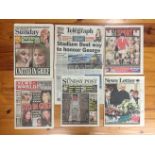 2005 Newspapers Relating To George Bests Death + Funeral: All different newspapers. Lot 12. (6)