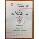 George Best Signed Dinner Menu: 1995 Manchester United Luncheon Club with guest speaker George