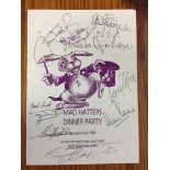 1989 Moore + Best Signed Menu: Signed by 14 including George Best, Bobby Moore, Franz Beckenbauer,