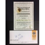 George Best Signed Wolverhampton Wanderers Slip: An evening with George Best and Don Reid.