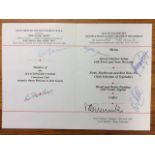 Signed Manchester United Luncheon Club Menu: With guest speaker George Best. Signed by George