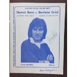 Shamrock Rovers v Manchester United Signed Football Programme: Challenge match dated 15 10 1973.