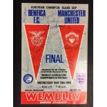 1968 European Cup Final Signed Football Programme: Benfica v Manchester United dated May 29th 1968