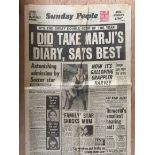 George Best Sunday People Newspaper Article: I Did Take Marjis Diary Says Best dated 28 4 1974. Full