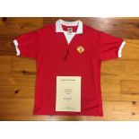 George Best Manchester United 1972 Replica Airtex Home Shirt: Personally signed by George Best.