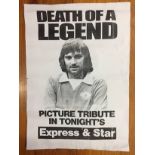 George Best Death 2005 Newspaper Stand Poster: Express + Star with the headline Death of a Legend.