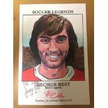 George Best Signed Football Print: Philip Neill Limited Edition A4 print. Soccer Legends. George