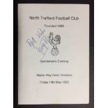 George Best Signed Football Menu: North Trafford FC Sportsmans Evening Menu. Personally signed by