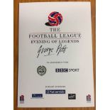 George Best Signed Dinner Menu: The Football League Evening of Legends. Signed by George Best in